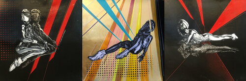 Michael Andrew Law — Untited (Metal Me Painting - Modern Day Roy Lichtenstein Ben Day Dots) — Monochrome Canvas Paintings