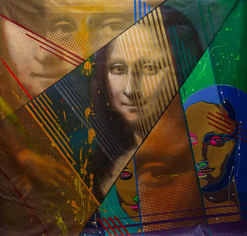 Michael Andrew Law — Untited (Mona Lisa's smile - Modern Day Roy Lichtenstein) — Colorful Canvas Paintings