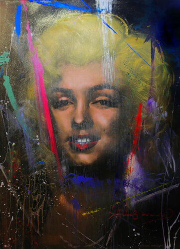 Michael Andrew Law — Untited Art History Glitter Painting (Andy Warhol Untitled from Marilyn Monroe) — Colorful Canvas Paintings