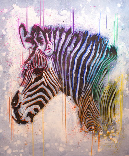 Michael Andrew Law — Untitled ( Andy Warhol's Grévy’s Zebra) — Monochrome Canvas Paintings