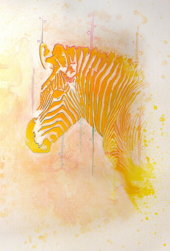 Michael Andrew Law — Untitled ( Andy Warhol's Grévy’s Zebra - Orange Yellow ) — Monochrome Canvas Paintings