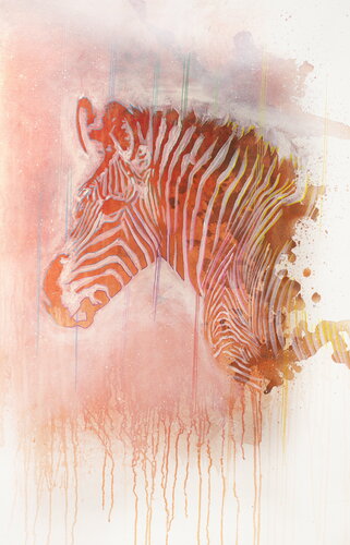 Michael Andrew Law — Untitled ( Andy Warhol's Grévy’s Zebra - Red Vermillion ) — Monochrome Canvas Paintings