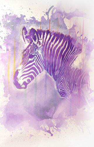 Michael Andrew Law — Untitled ( Andy Warhol's Grévy’s Zebra - violet purple ) — Monochrome Canvas Paintings