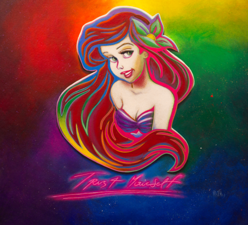 Michael Andrew Law — Untitled ( Ariel of Walt Disney’s The Little Mermaid ) — Colorful Canvas Paintings