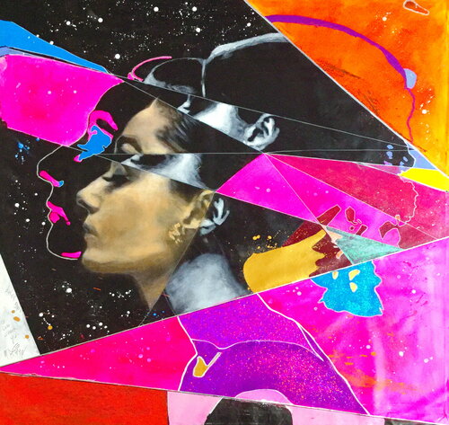 Michael Andrew Law — Untitled ( Audrey Hepburn & Vogue - Modern Day Roy Lichtenstein) — Colorful Canvas Paintings