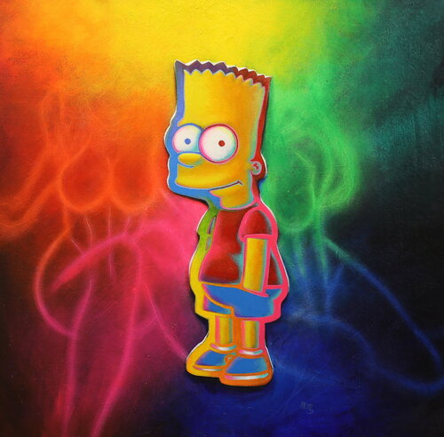 Michael Andrew Law — Untitled ( Bart Simpson ) — Colorful Canvas Paintings