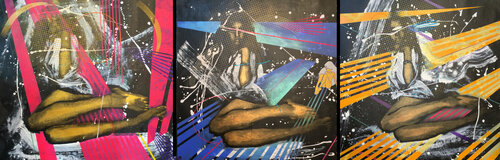 Michael Andrew Law — Untitled ( Beautiful Thing and Beautiful Pain Triptych) — Monochrome Canvas Paintings