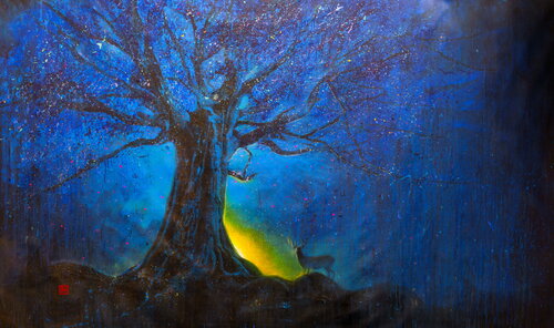 Michael Andrew Law — Untitled ( Blue Evening and a Deer ) — Landscape Paintings