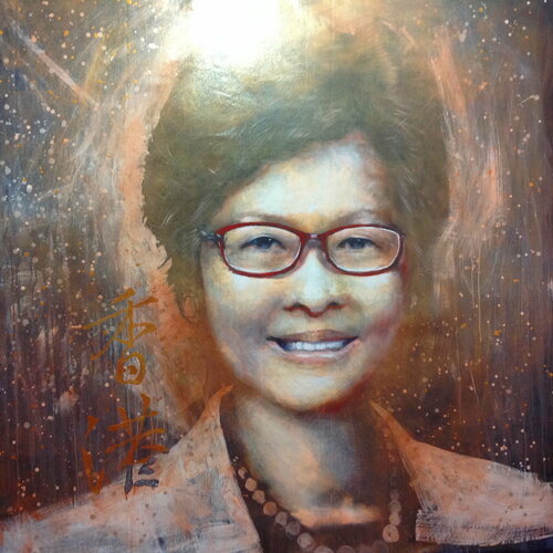 Michael Andrew Law — Untitled ( Carrie Lam Cheng Yuet-Ngor ) — Monochrome Canvas Paintings