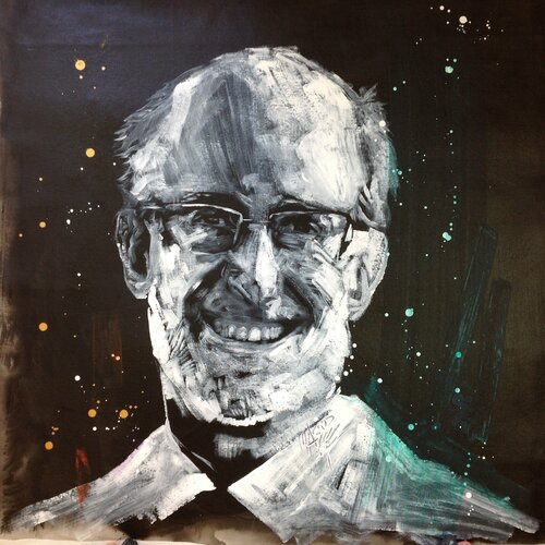 Michael Andrew Law — Untitled ( Commissioned portrait & Transcendental Meditation ) — Monochrome Canvas Paintings