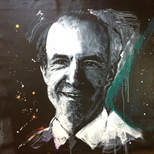 Michael Andrew Law — Untitled ( Commissioned portrait & Transcendental Meditation ) — Monochrome Canvas Paintings