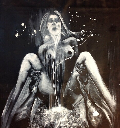 Michael Andrew Law — Untitled ( Darwin, Survive and Reproduce ) — Monochrome Canvas Paintings