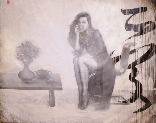 Michael Andrew Law — Untitled ( David Hockney, Sir David Webster, Chen Man, Gu Jingzhou) — Monochrome Canvas Paintings