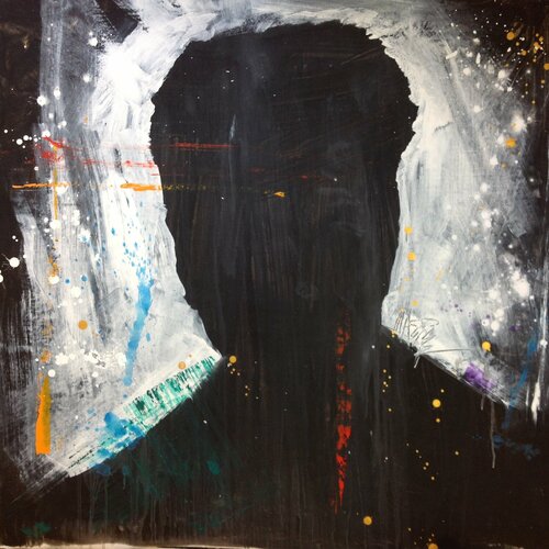 Michael Andrew Law — Untitled ( David Lynch silhouette & Transcendental Meditation ) — Monochrome Canvas Paintings