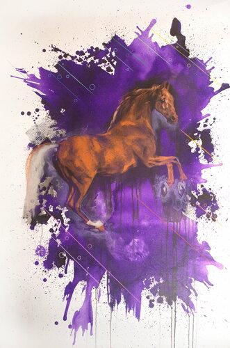 Michael Andrew Law — Untitled ( George Stubbs Whistlejacket ) — Monochrome Canvas Paintings