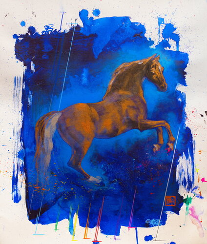 Michael Andrew Law — Untitled ( George Stubbs Whistlejacket ) — Monochrome Canvas Paintings