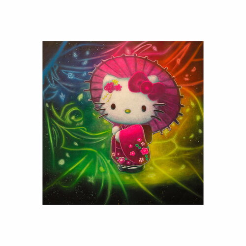 Michael Andrew Law — Untitled ( Hello Kitty ハローキティ ) Limited Edition A.P. Edition — Unique Overpainted Wax-Pigment Lithographs ( Signed Art Edition )