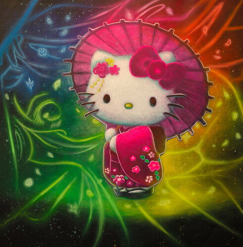 Michael Andrew Law — Untitled ( Hello Kitty of Sanrio ) — Colorful Canvas Paintings