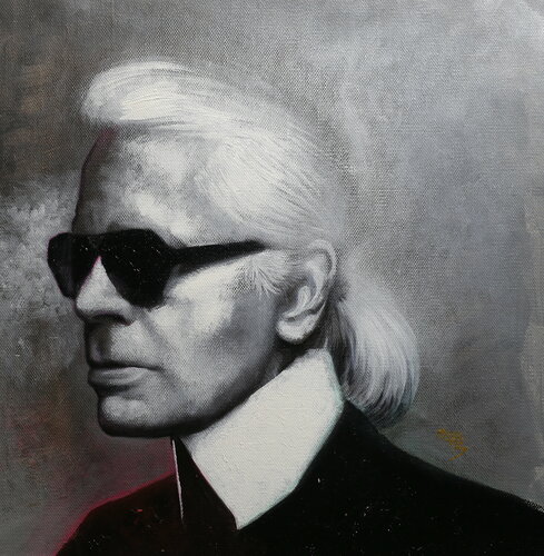 Michael Andrew Law — Untitled ( Karl Lagerfeld / Chanel / Fendi ) — Monochrome Canvas Paintings