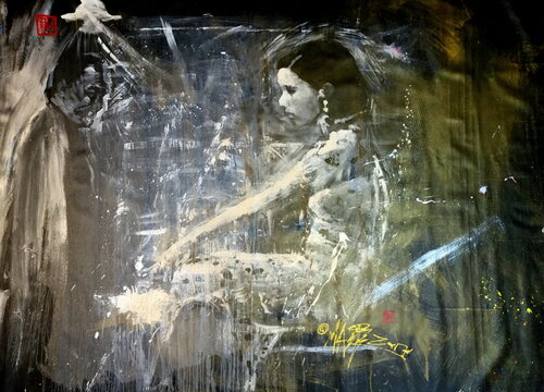 Michael Andrew Law — Untitled ( Lily Yuen / Ruan Ling-Yu ) — Monochrome Canvas Paintings