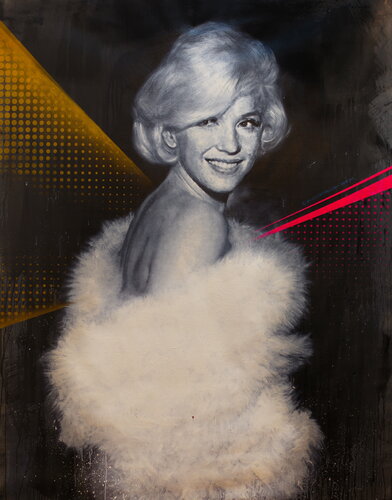 Michael Andrew Law — Untitled ( Marilyn Monroe at 1960's Golden Globe ) — Monochrome Canvas Paintings