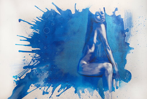 Michael Andrew Law — Untitled ( Meditation in Cool Blue ) — Monochrome Canvas Paintings