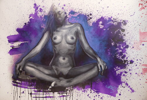 Michael Andrew Law — Untitled ( Meditation in purple & violet ) — Monochrome Canvas Paintings