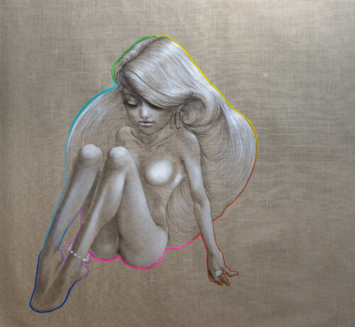 Michael Andrew Law — Untitled ( Meditation with Yui ) — Colorful Canvas Paintings