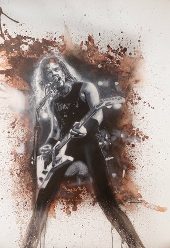 Michael Andrew Law — Untitled ( Metallica - James Hetfield Rock Star Guitarist ) — Monochrome Canvas Paintings