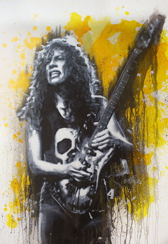 Michael Andrew Law — Untitled ( Metallica - Kirk Hammett in Yellow) — Monochrome Canvas Paintings