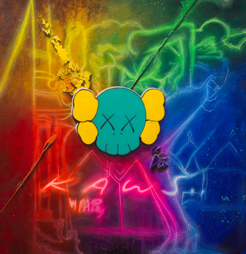 Michael Andrew Law — Untitled ( Michael Andrew Law paint KAWS ) — Colorful Canvas Paintings