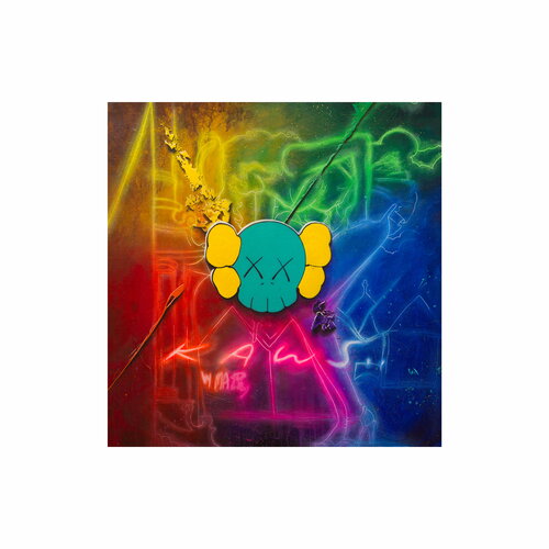 Michael Andrew Law — Untitled ( Michael Andrew Law vs KAWS ) Limited Edition A.P. Edition — Unique Overpainted Wax-Pigment Lithographs ( Signed Art Edition )