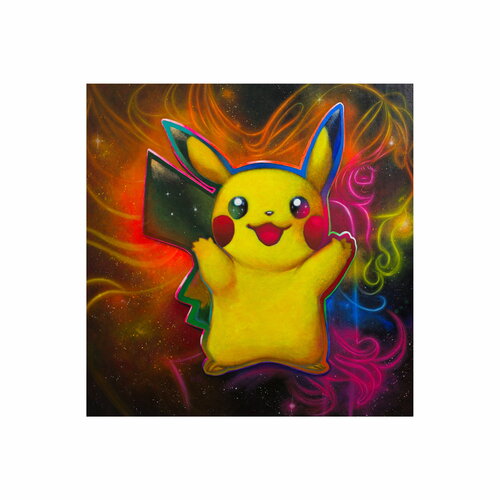 Michael Andrew Law — Untitled ( Pikachu of Pokémon ) Limited Edition A.P. Edition — Unique Overpainted Wax-Pigment Lithographs ( Signed Art Edition )