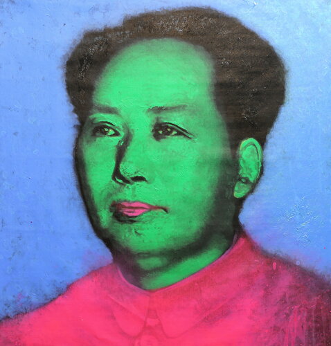 Michael Andrew Law — Untitled ( RMB in Green, Blue and Pink ) — Monochrome Canvas Paintings