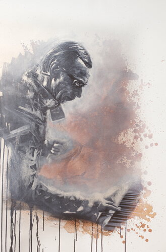 Michael Andrew Law — Untitled ( Rammstein - Christian "Flake" Lorenz ) — Monochrome Canvas Paintings