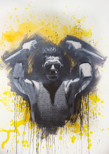Michael Andrew Law — Untitled ( Rammstein - Christoph Schneider ) — Monochrome Canvas Paintings