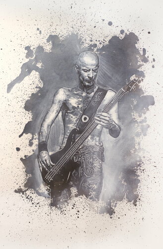 Michael Andrew Law — Untitled ( Rammstein - Oliver Riedel ) — Monochrome Canvas Paintings