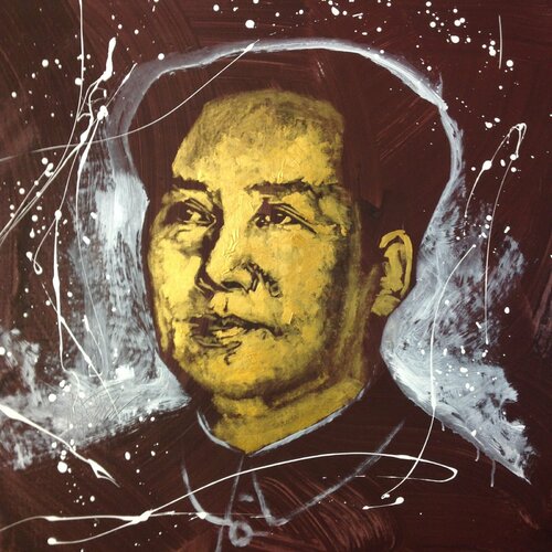 Michael Andrew Law — Untitled ( Ren Min Bi Banknotes Study in Brown and Gold ) — Monochrome Canvas Paintings
