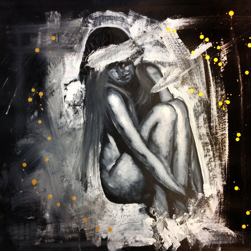 Michael Andrew Law — Untitled ( Santa Girl ) — Monochrome Canvas Paintings