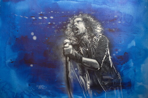 Michael Andrew Law — Untitled ( Scorpions - Klaus Meine ) — Monochrome Canvas Paintings
