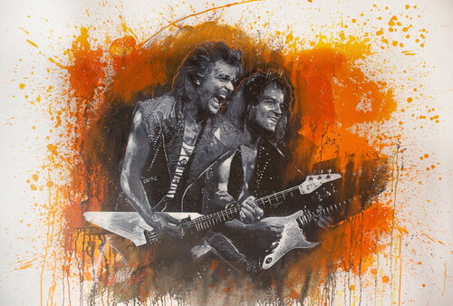 Michael Andrew Law — Untitled ( Scorpions - Rudolf Schenker Matthias Jabs ) — Monochrome Canvas Paintings