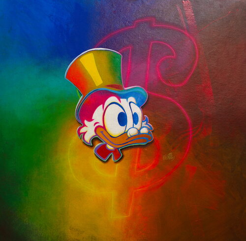 Michael Andrew Law — Untitled ( Scrooge McDuck of Donald Duck ) — Colorful Canvas Paintings