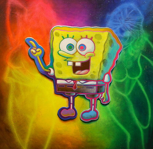 Michael Andrew Law — Untitled ( SpongeBob SquarePants ) — Colorful Canvas Paintings