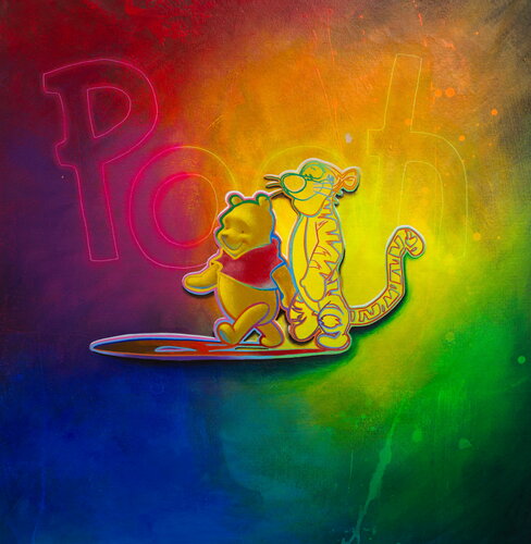 Michael Andrew Law — Untitled ( The Last Legal Winnie the Pooh in the east ) — Colorful Canvas Paintings