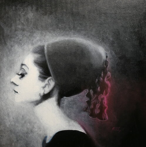 Michael Andrew Law — Untitled ( Vogue Audrey Hepburn Breakfast At Tiffany ) — Monochrome Canvas Paintings