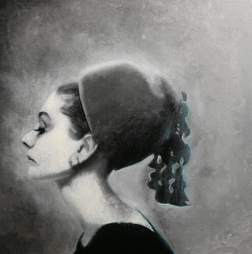 Michael Andrew Law — Untitled ( Vogue Audrey Hepburn Breakfast At Tiffany ) — Monochrome Canvas Paintings