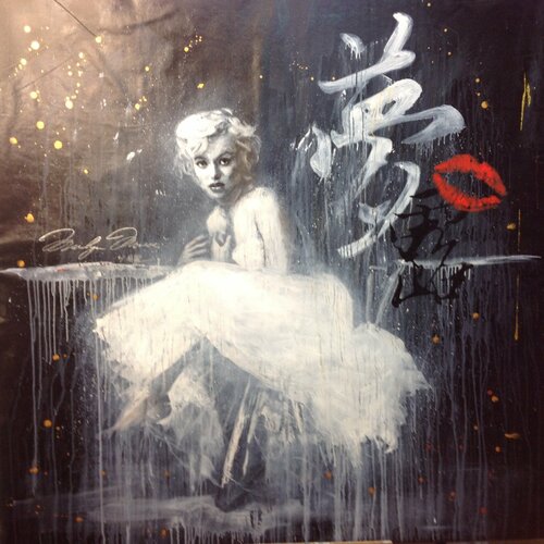 Michael Andrew Law — Untitled (A pastiche of Milton H Greene’s The Ballerina Marilyn Monroe Sitting) — Monochrome Canvas Paintings