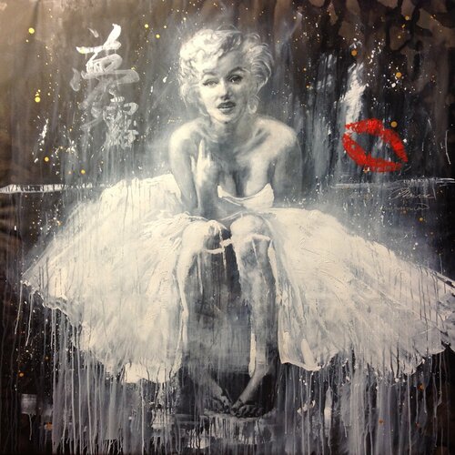 Michael Andrew Law — Untitled (A pastiche of Milton H Greene’s The Ballerina Marilyn Monroe Sitting) — Monochrome Canvas Paintings