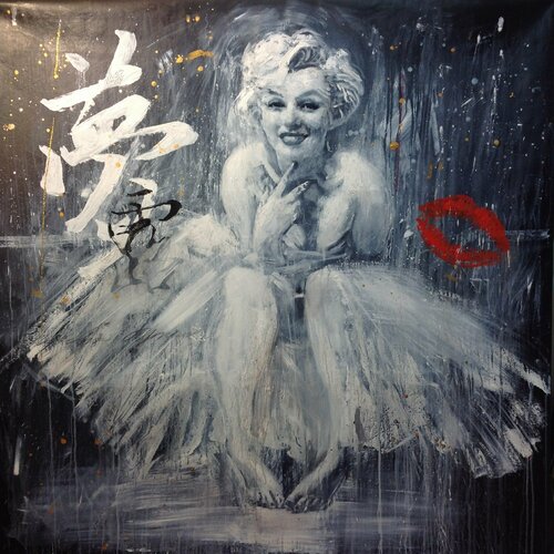 Michael Andrew Law — Untitled (A pastiche of Milton H Greene’s The Ballerina Marilyn Monroe Sitting) — Monochrome Canvas Paintings