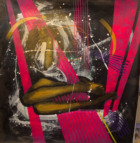 Michael Andrew Law — Untitled (All I can be is me - Modern Day Lichtenstein Ben Day dots) — Monochrome Canvas Paintings